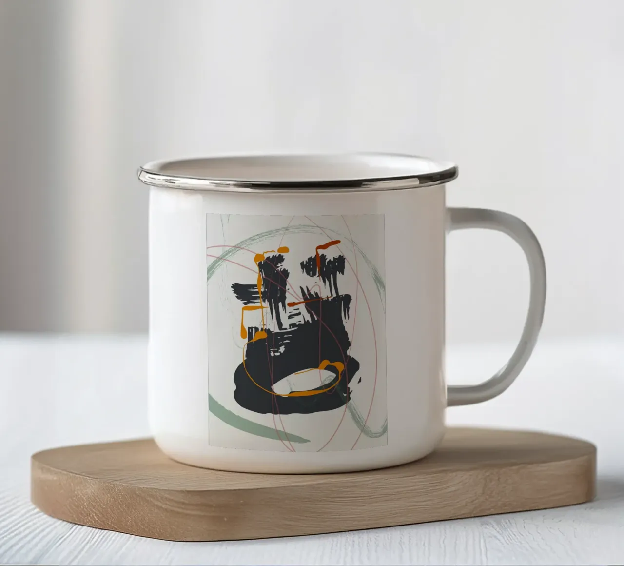 Black brush strokes tazza in smalto da edsonramosart