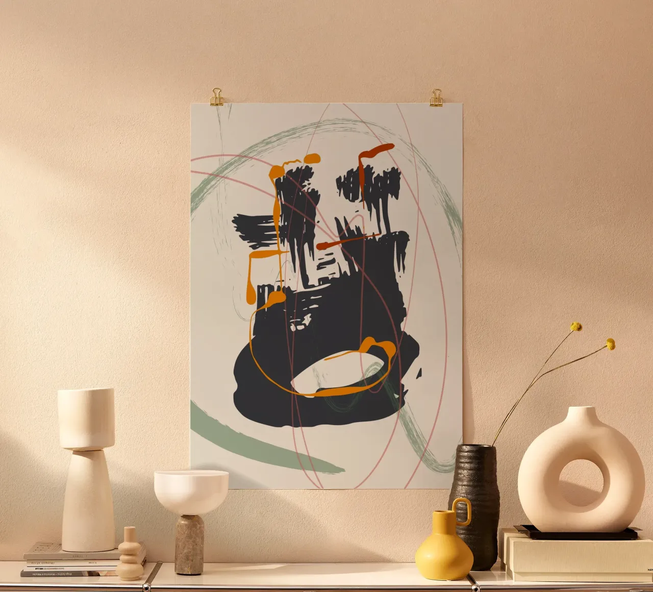Black brush strokes poster con telaio in alluminio da edsonramosart