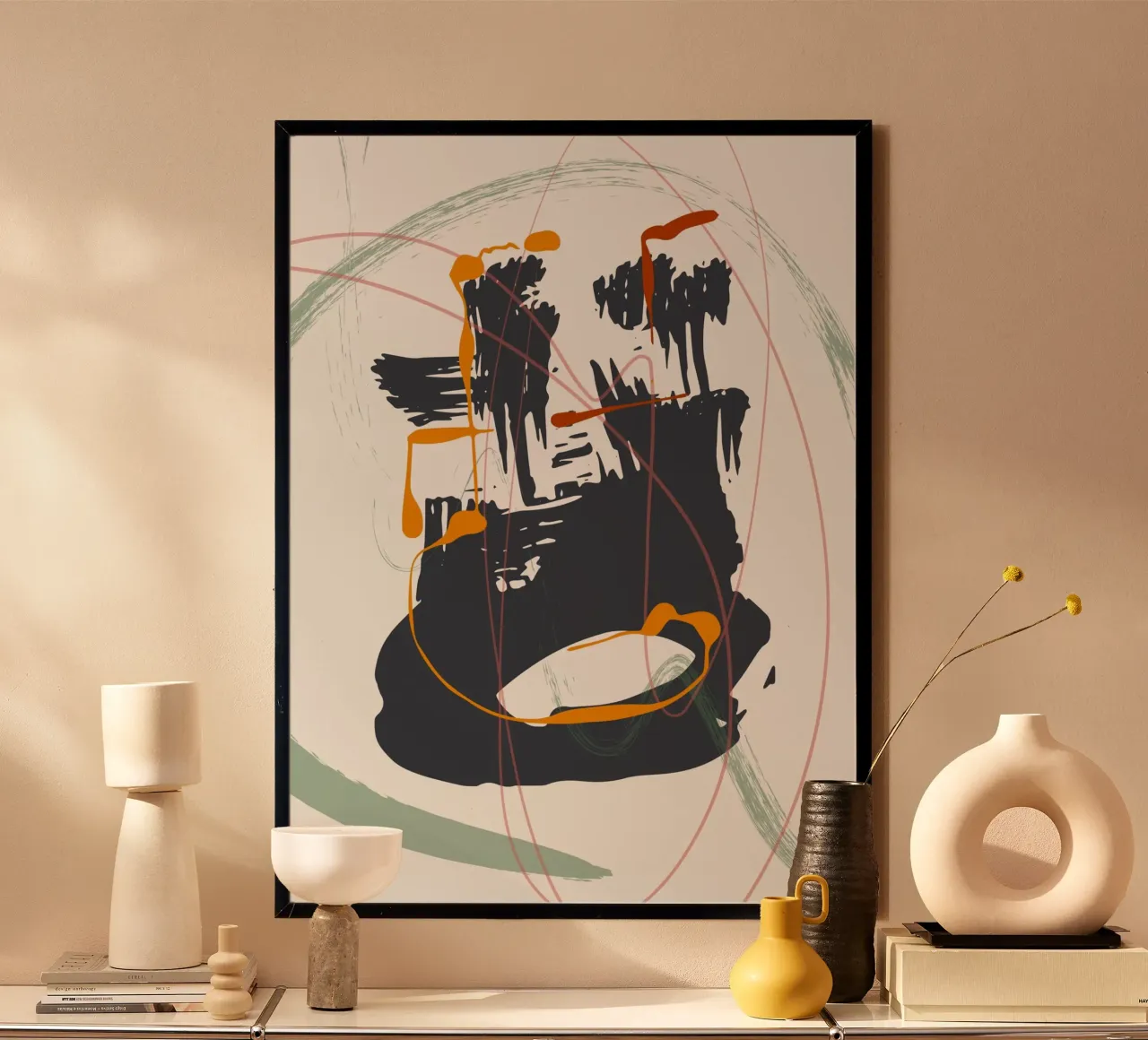 Black brush strokes poster con telaio in alluminio da edsonramosart