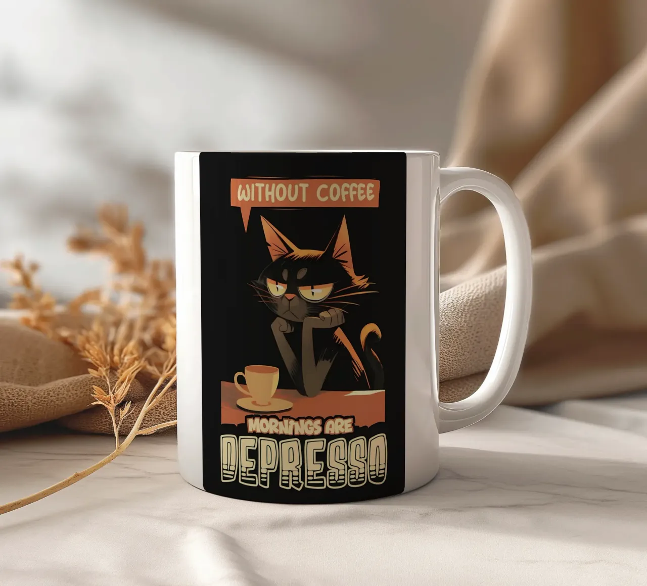 Mattina senza caffè gatto tazza in ceramica da Bartosz Powalka