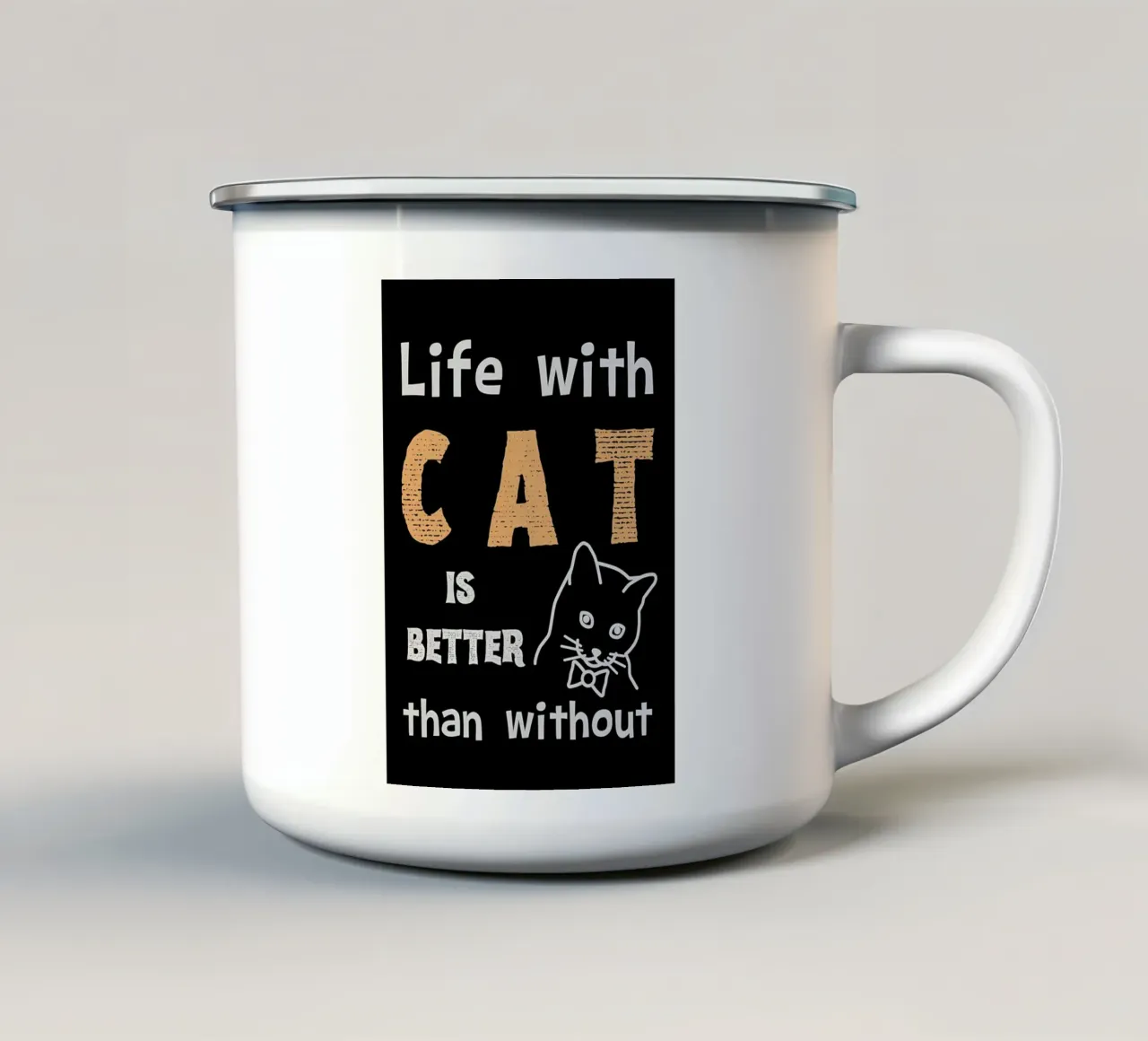 La vita con il gatto è migliore tazza in smalto da Bartosz Powalka
