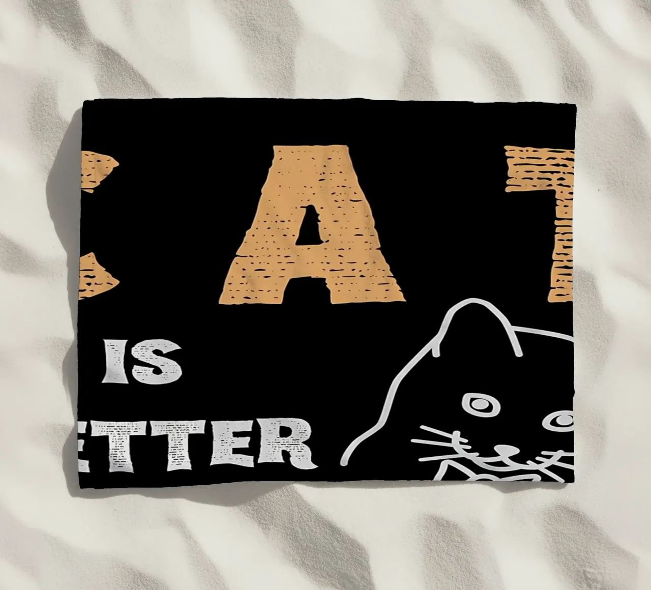 Life With Cat Is Better beach towel by Bartosz Powalka