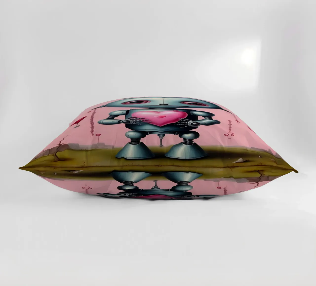 Robot con un cuore_15 cuscino da Pink- und LoveArt by LK