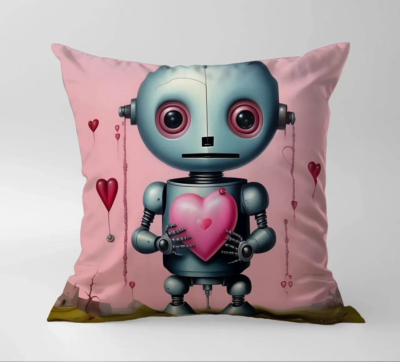 Robot con un cuore_15 cuscino da Pink- und LoveArt by LK
