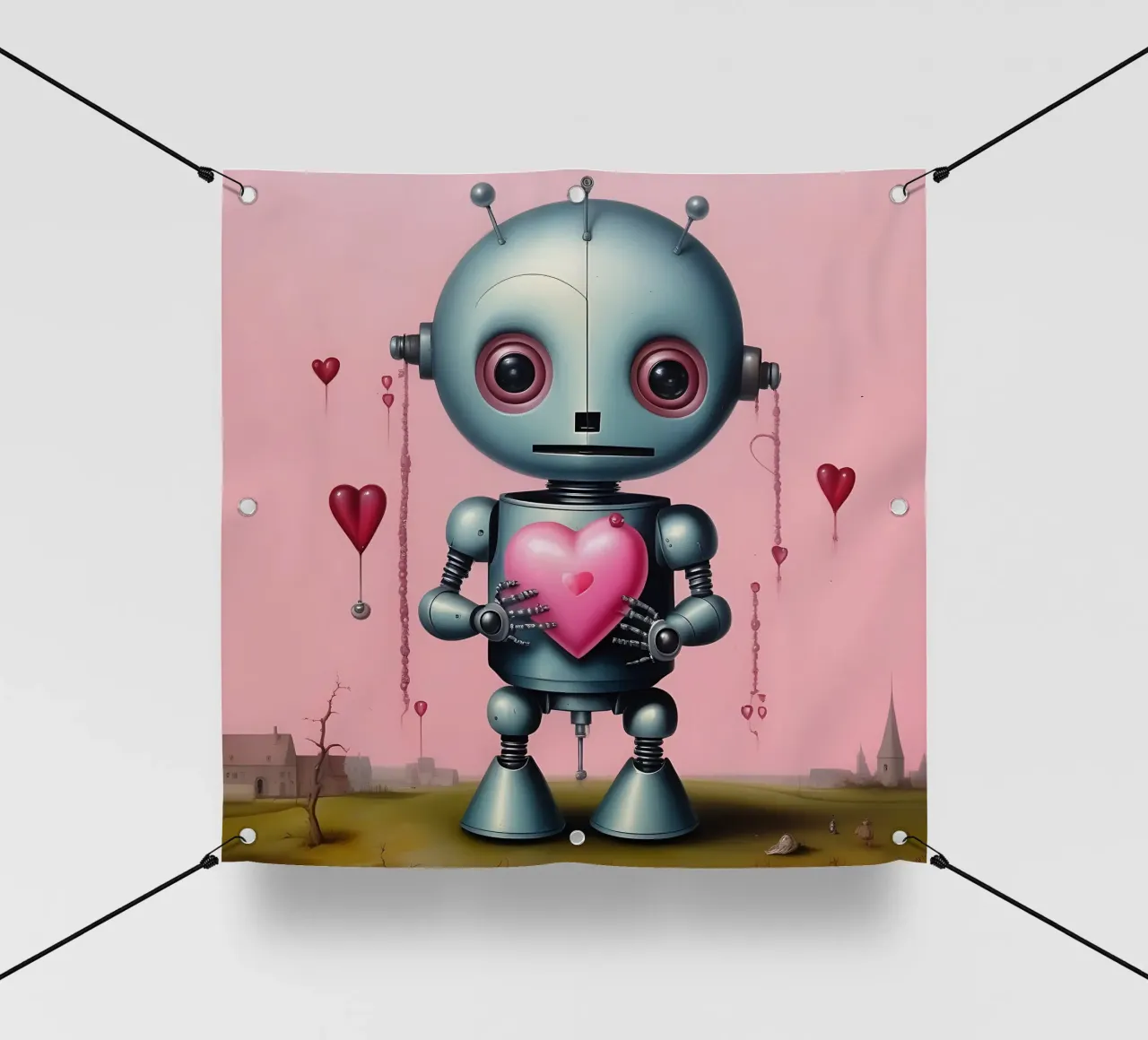 Robot con un cuore_15 telo in pvc da Pink- und LoveArt by LK