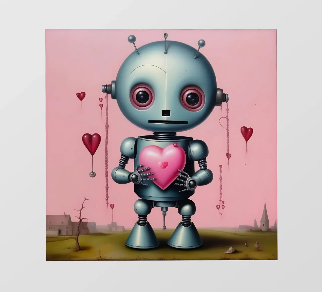 Roboter mit Herz_15 PVC Plane von Pink- und LoveArt by LK