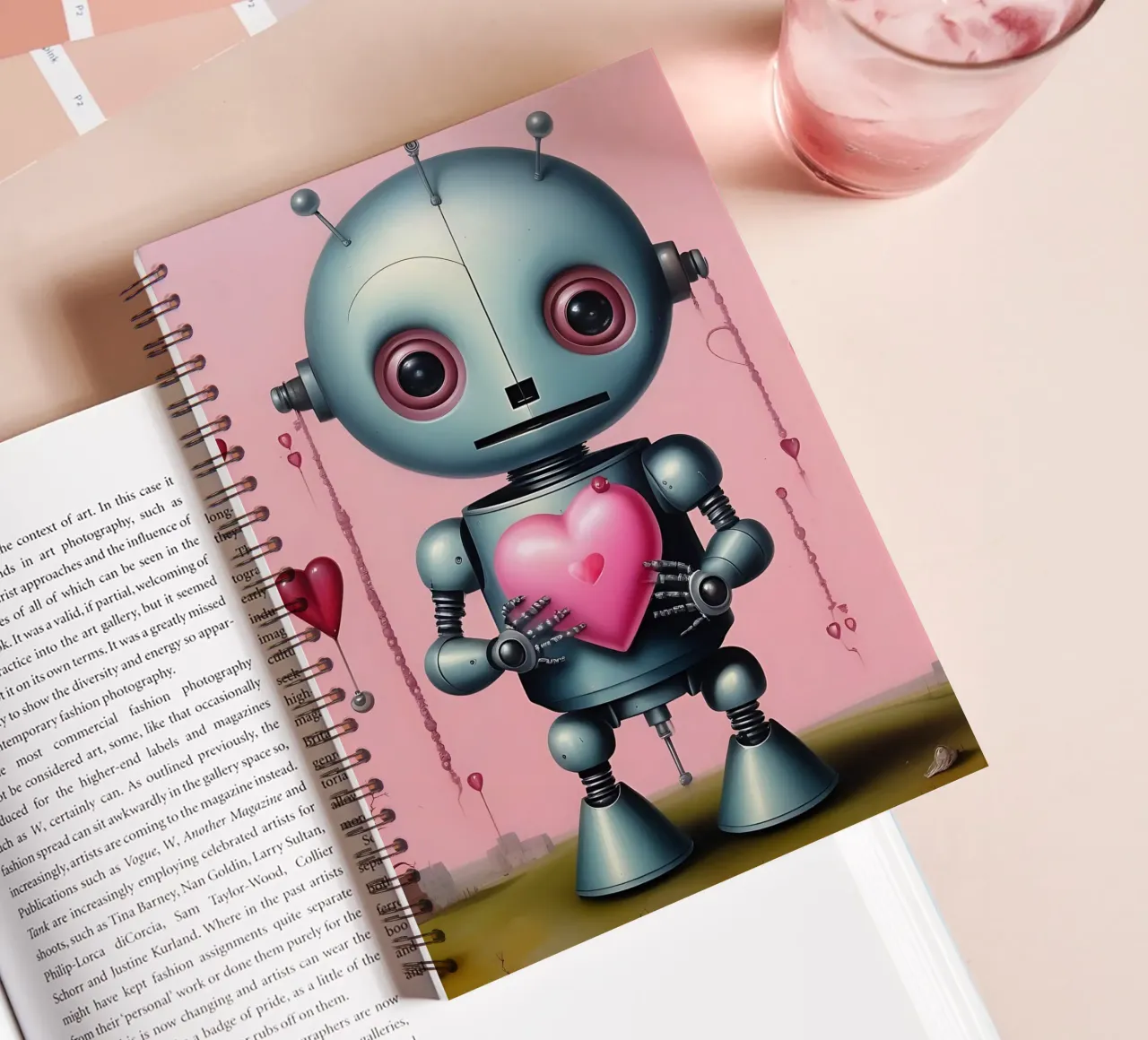 Robots with a heart_15 spiral notebook by Pink- und LoveArt by LK
