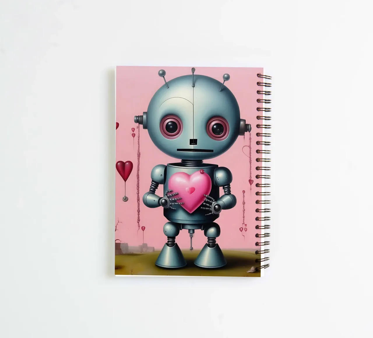 Robots with a heart_15 spiral notebook by Pink- und LoveArt by LK