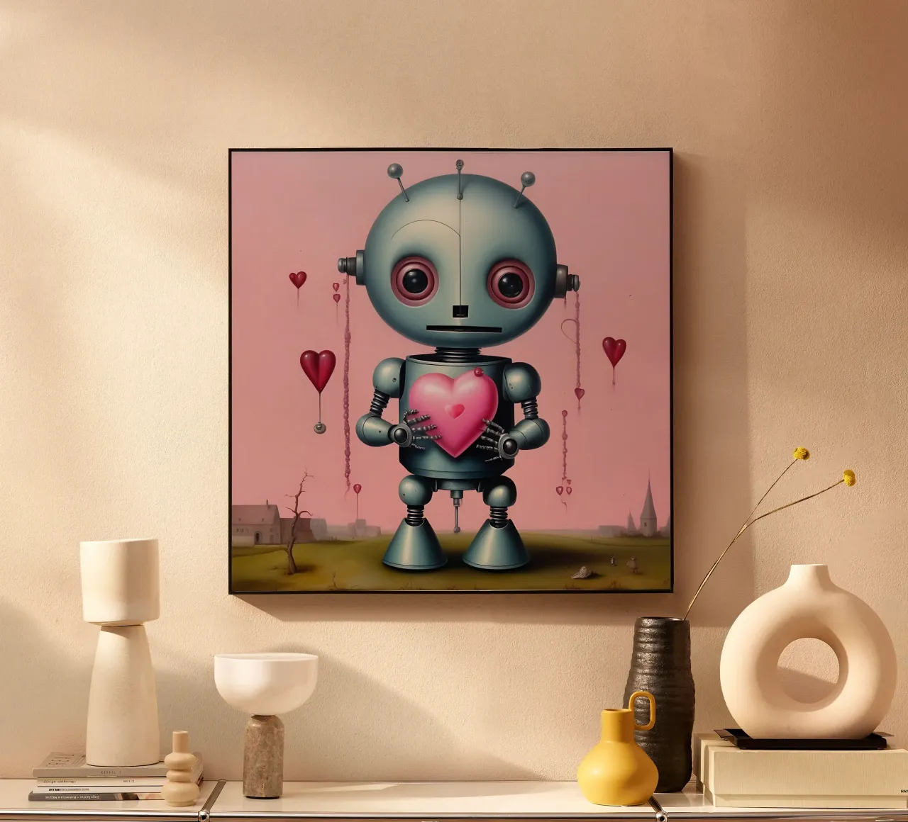 Robot con un cuore_15 alluminio dibond da Pink- und LoveArt by LK