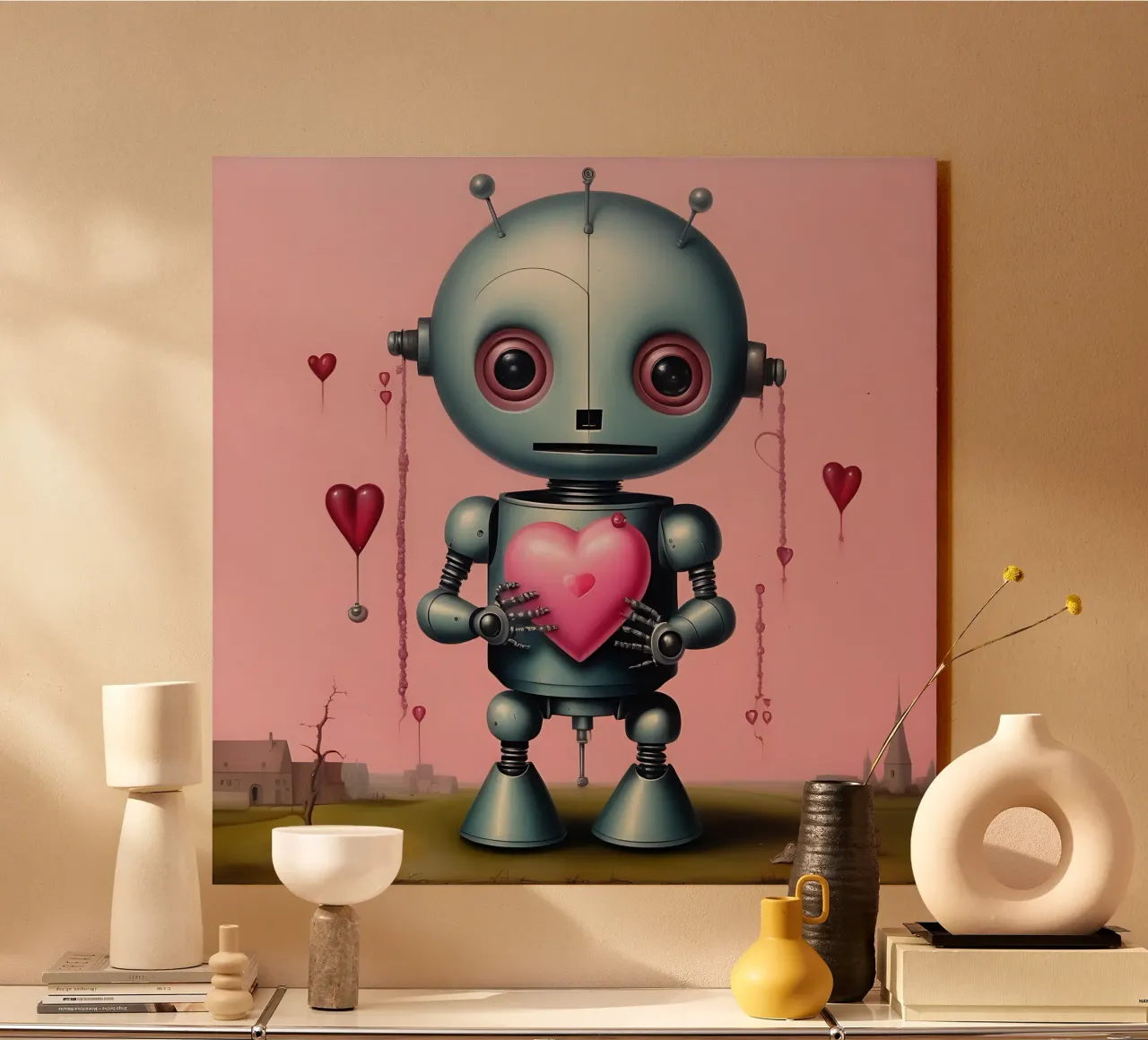 Robot con un cuore_15 alluminio dibond da Pink- und LoveArt by LK