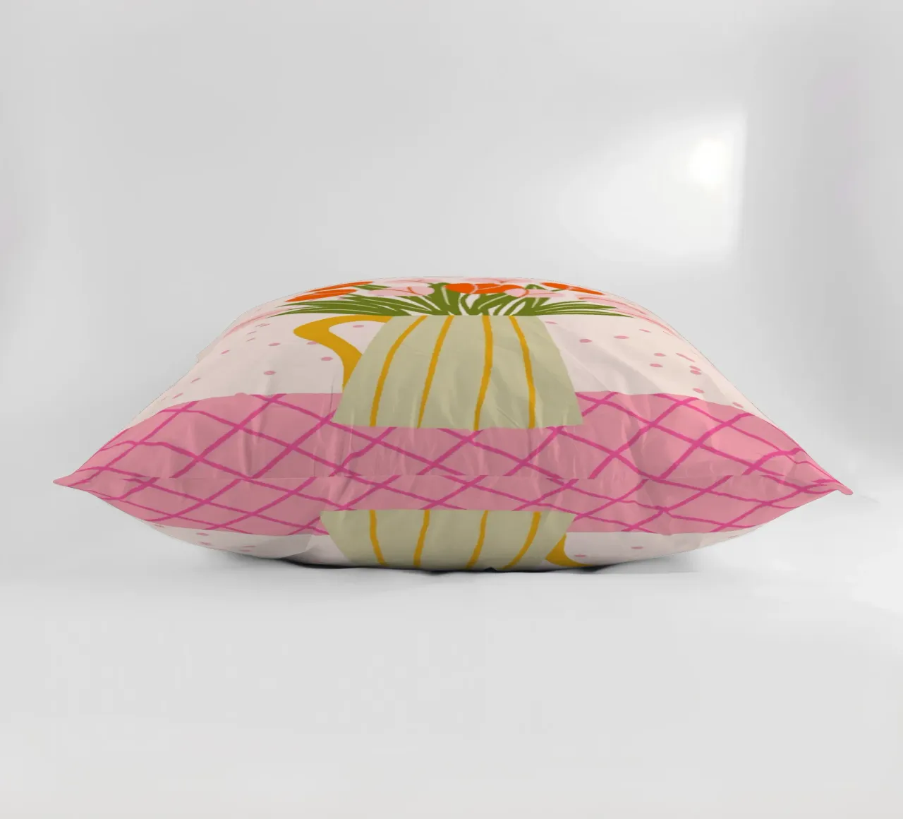 Tulipani in vaso - rosa e arancione cuscino da Wackapacka