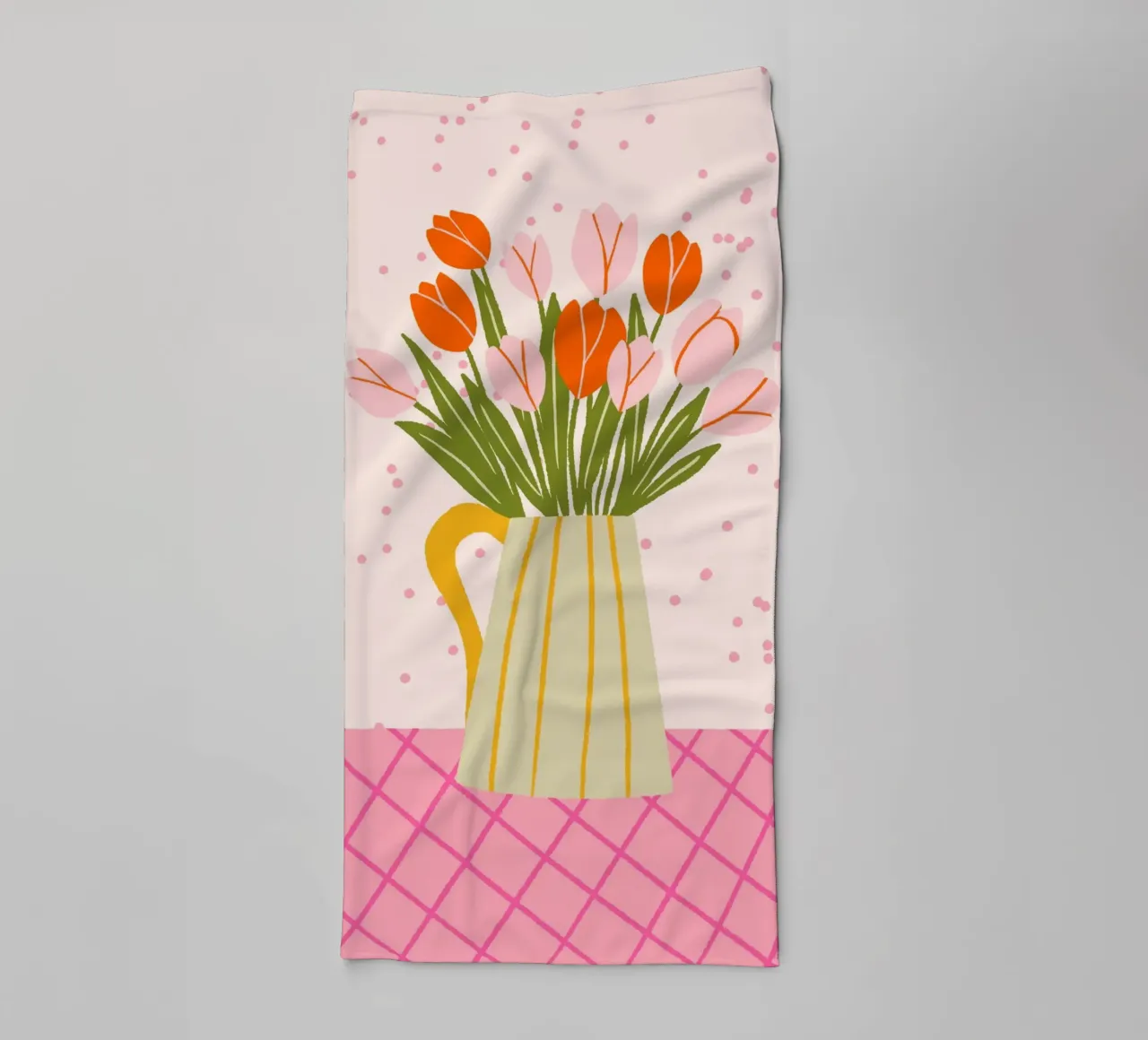 Tulipani in vaso - rosa e arancione asciugamano da bagno da Wackapacka