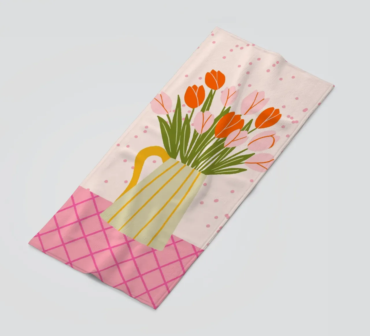 Tulipani in vaso - rosa e arancione telo mare da Wackapacka