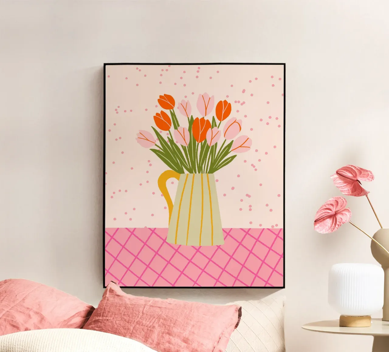 Tulips in a vase - pink and orange acrylic glass by Wackapacka