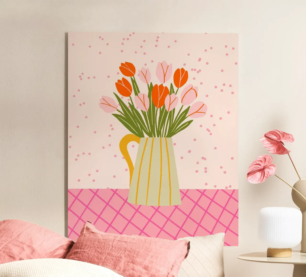 Tulips in a vase - pink and orange acrylic glass by Wackapacka