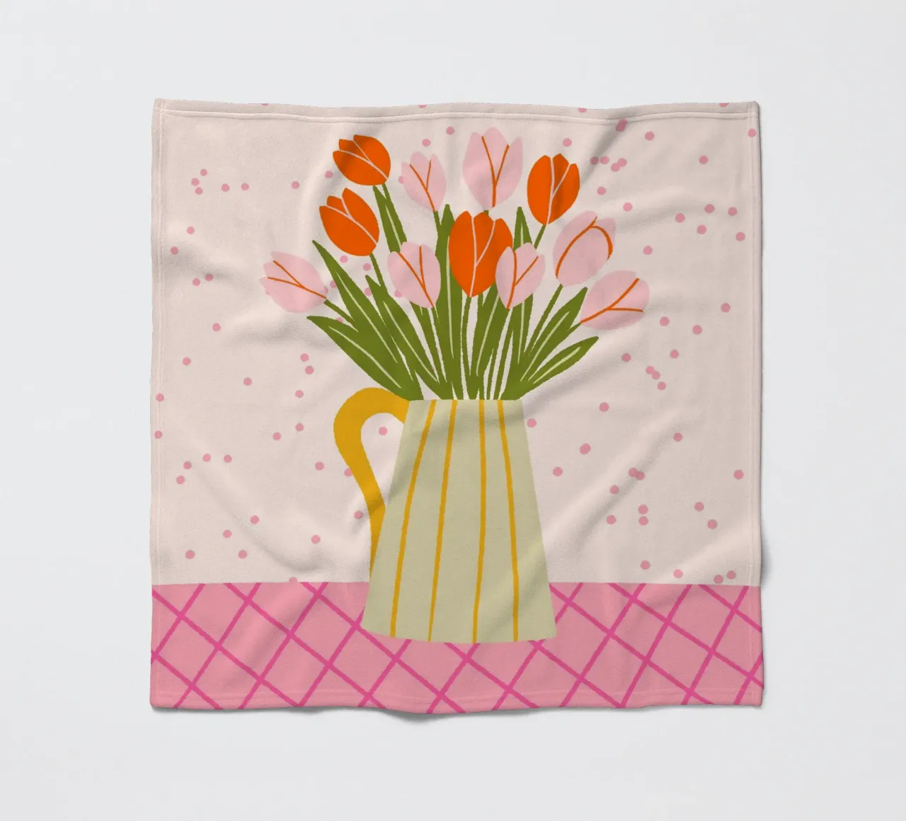 Tulipani in vaso - rosa e arancione coperta in pile da Wackapacka