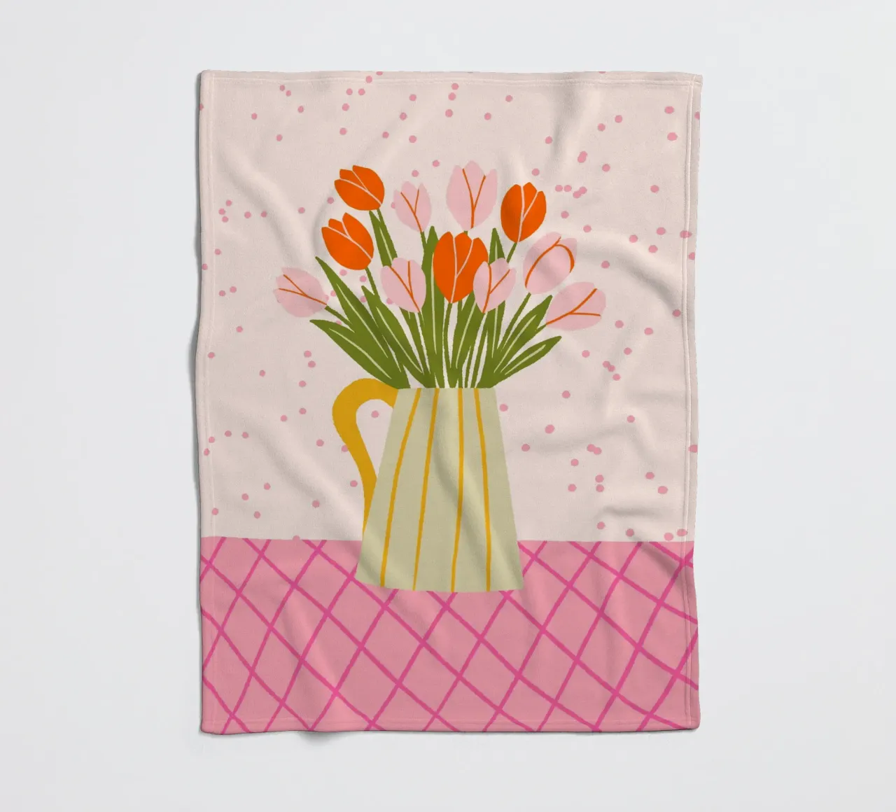 Tulipani in vaso - rosa e arancione coperta in pile da Wackapacka
