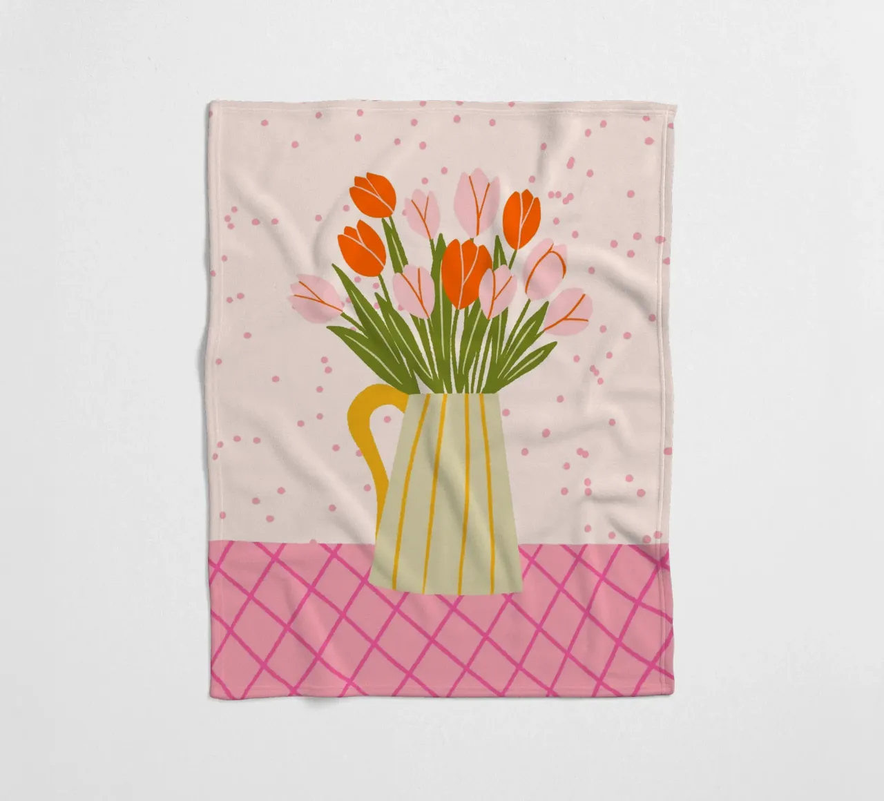 Tulipani in vaso - rosa e arancione coperta in pile da Wackapacka