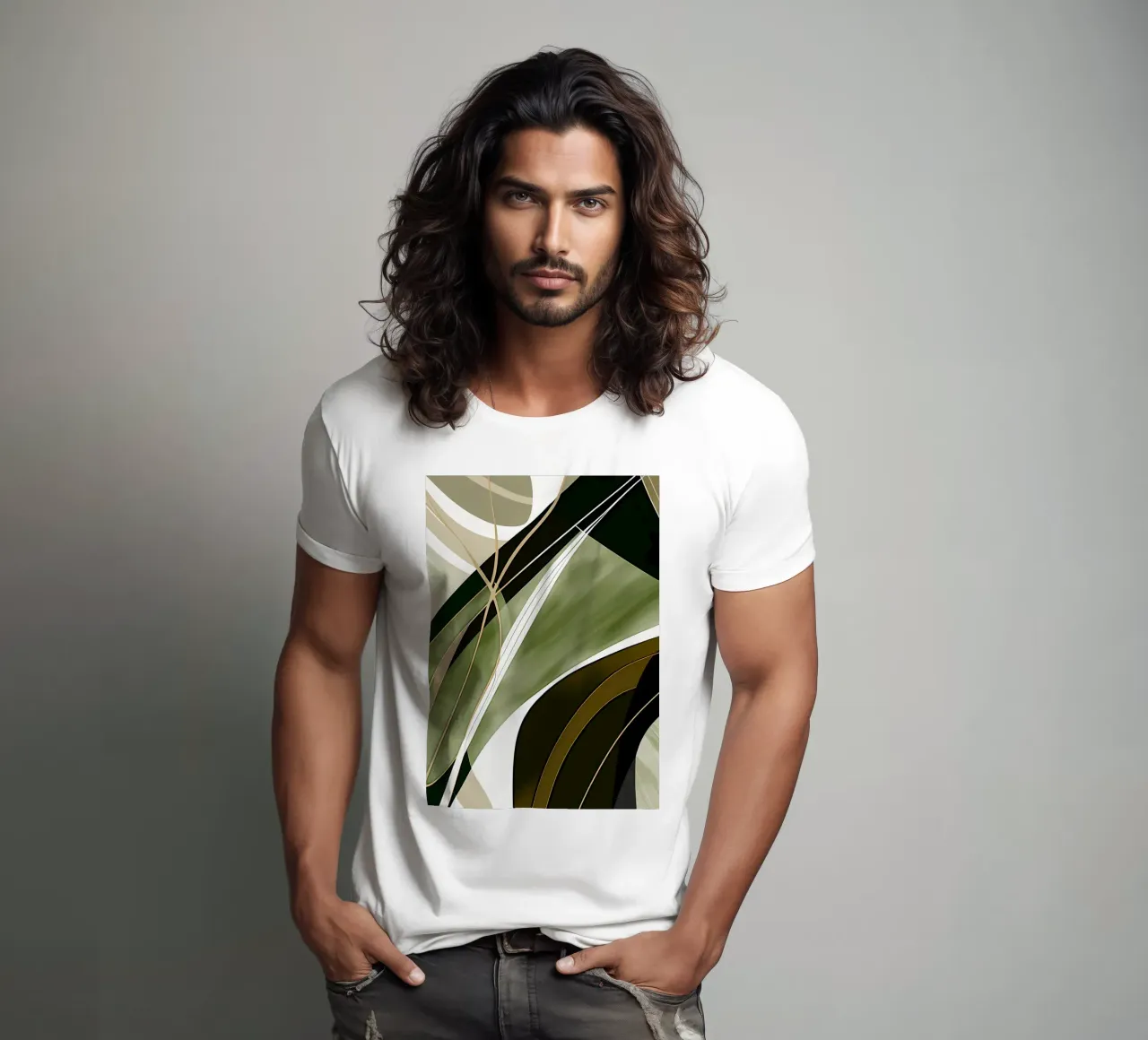 Gold und Grün Abstrakt T-Shirt von Aiden Garcia