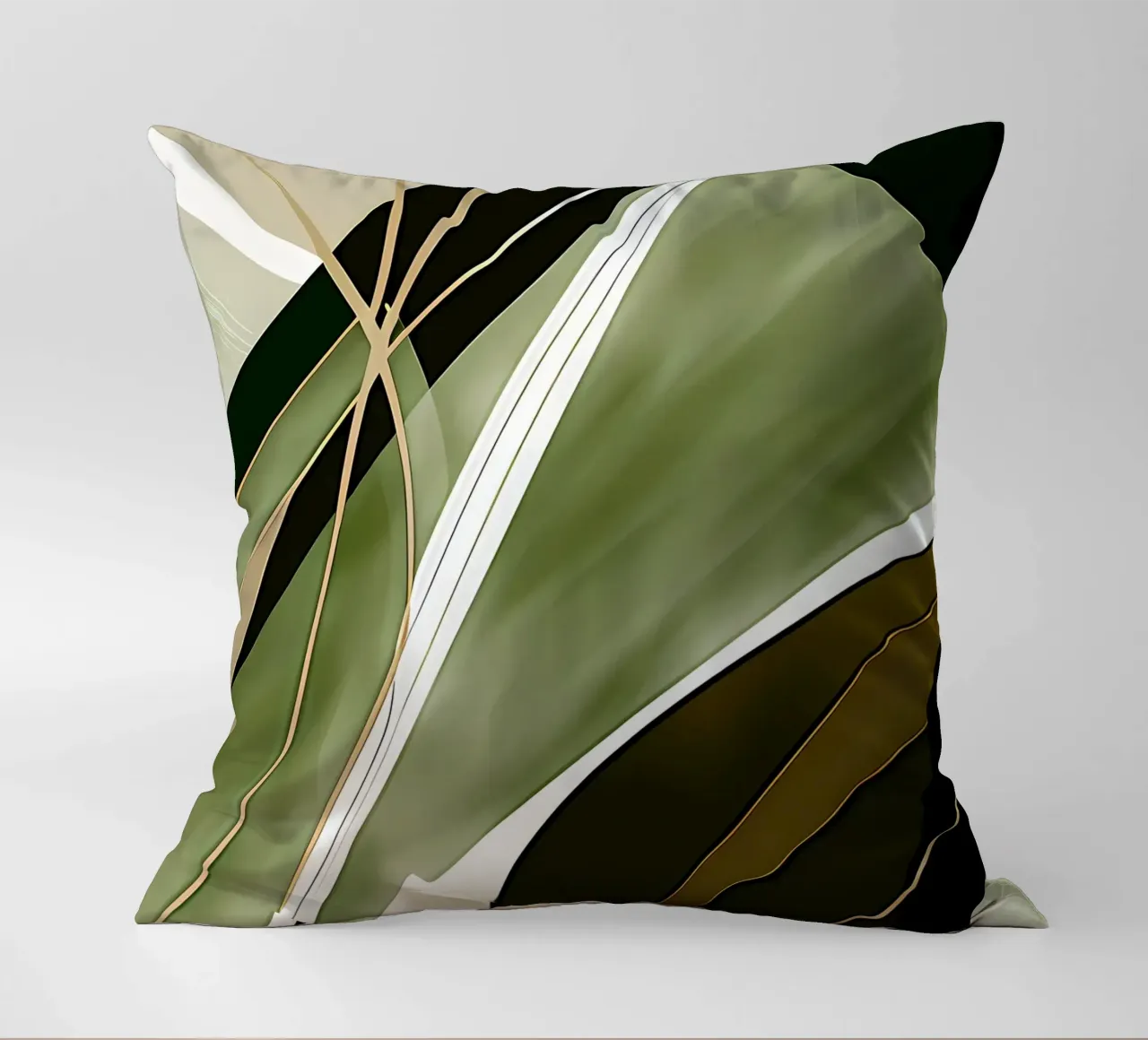 Oro e verde astratto cuscino da Aiden Garcia