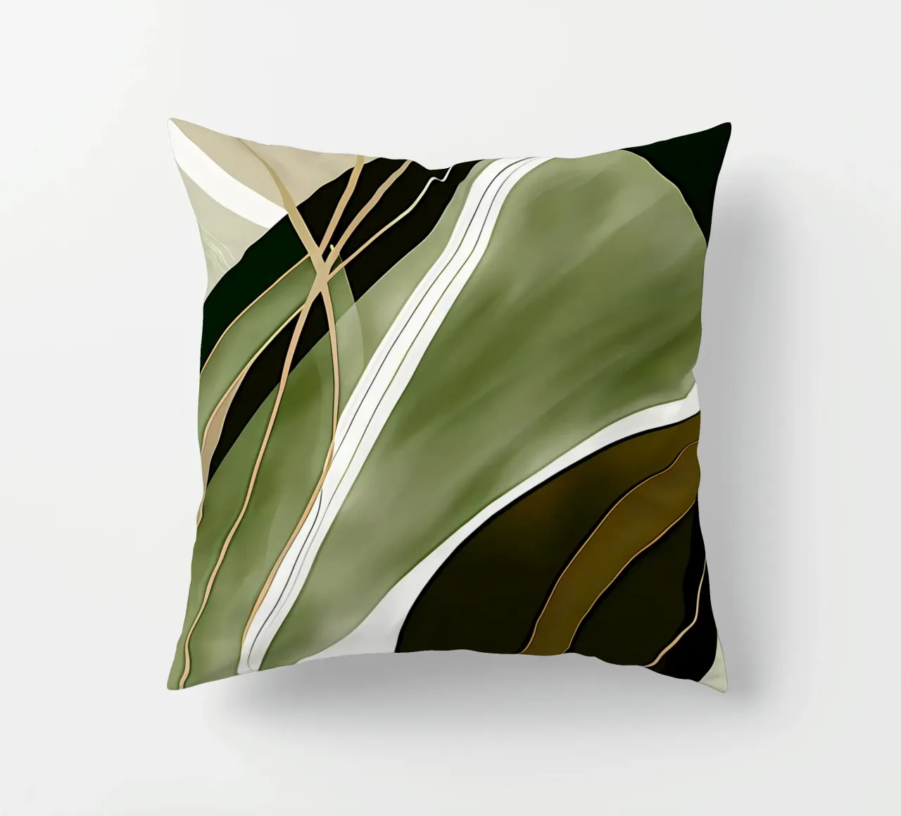 Oro e verde astratto cuscino da Aiden Garcia
