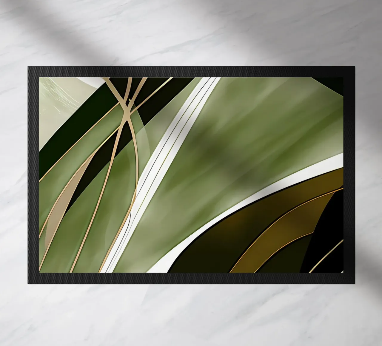 Gold And Green Abstract doormat by Aiden Garcia