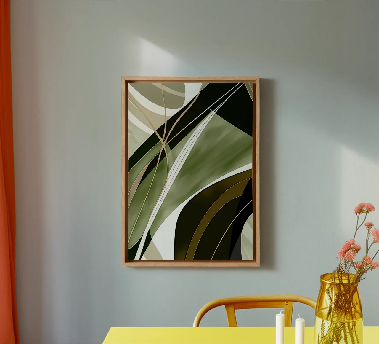 Goud en groen abstract canvas van Aiden Garcia