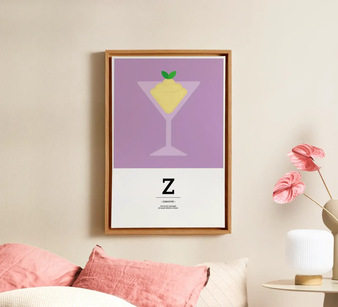 „The Food Alphabet“ - Z like Zabaione tela con Cornice a cassetta da BLAEK Design Studio