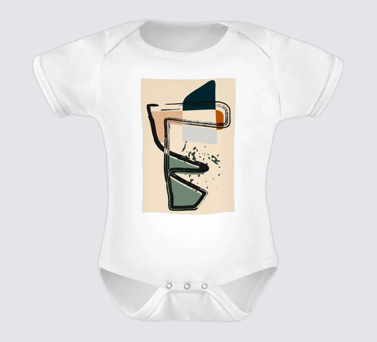Abstract shapes and bold lines short-sleeve baby romper by LisaArtes
