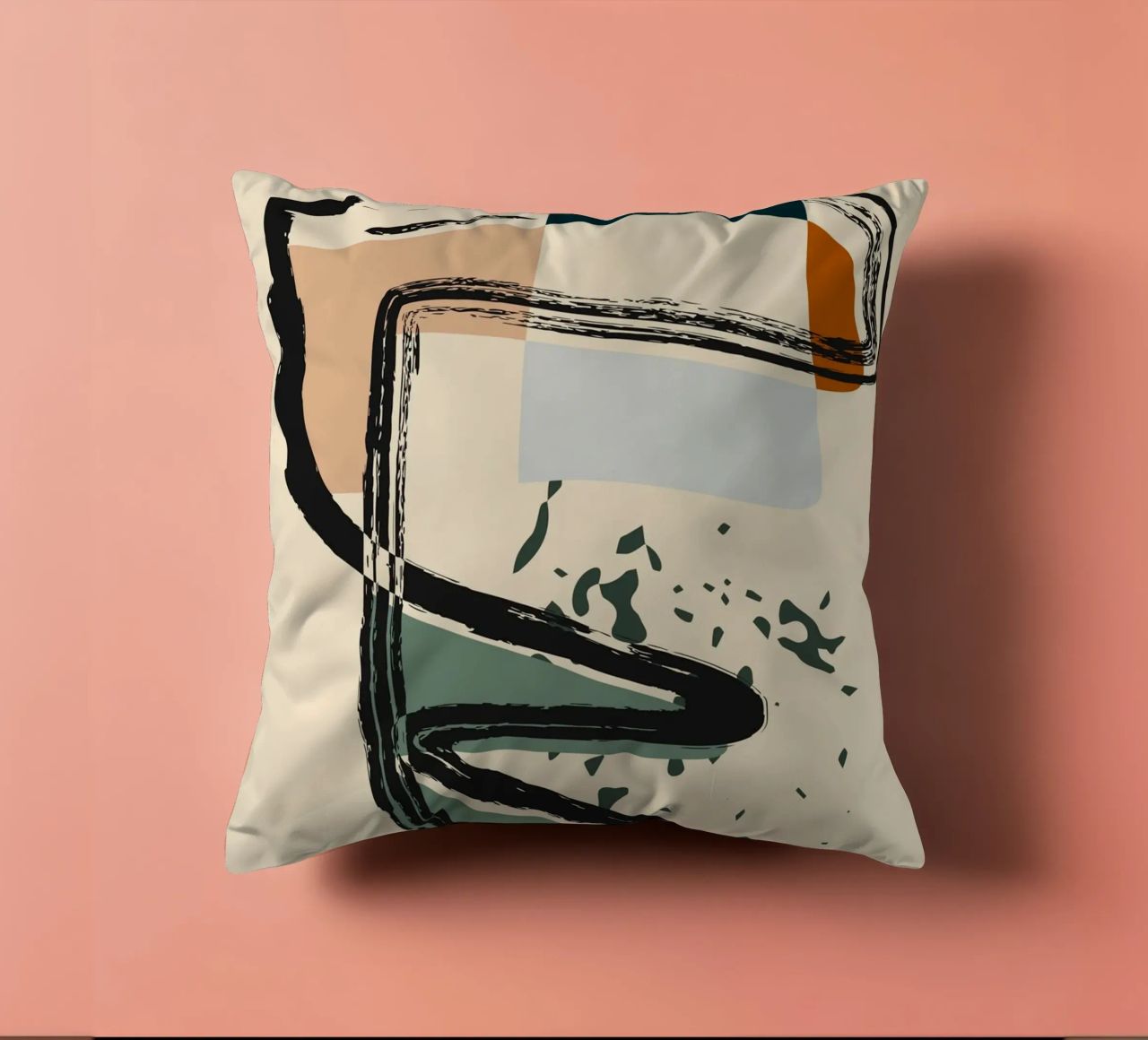 Abstract shapes and bold lines decorative cushion by LisaArtes