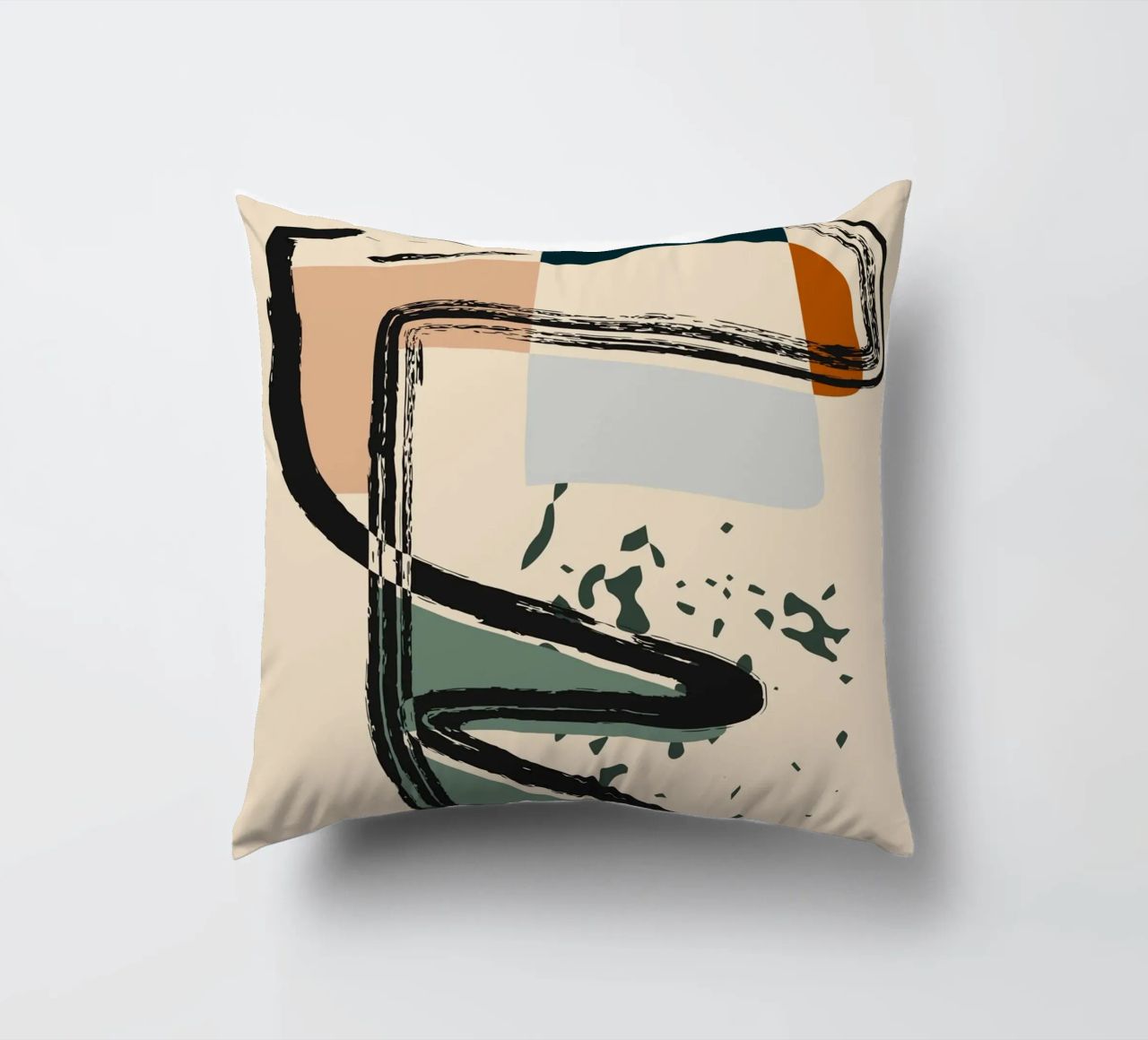 Abstract shapes and bold lines decorative cushion by LisaArtes