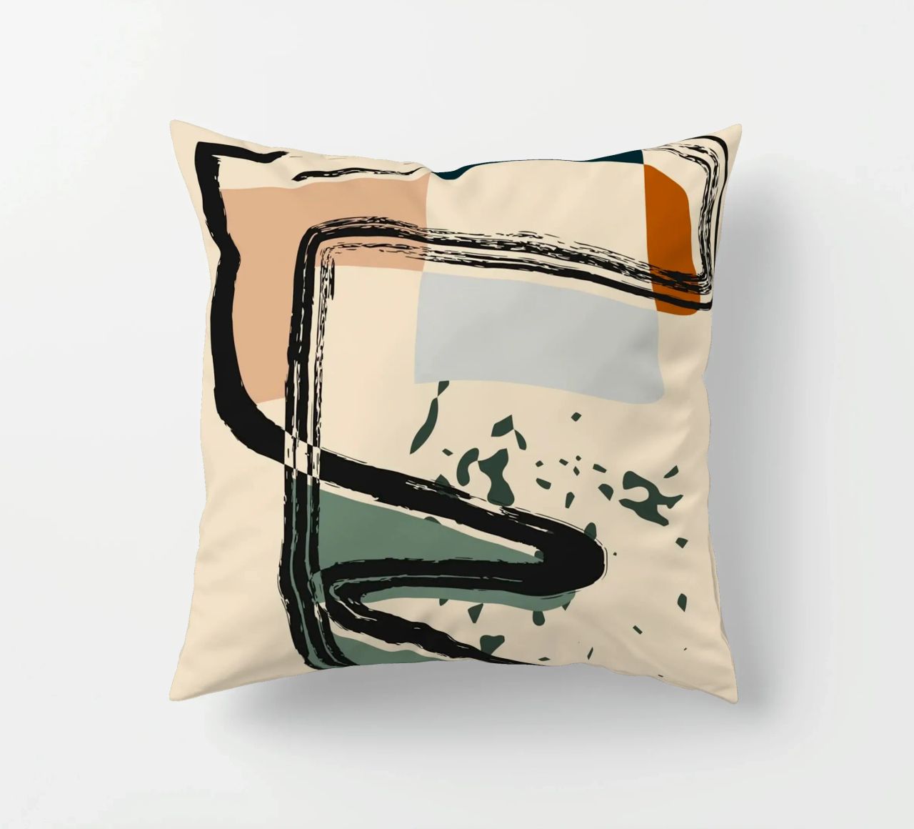 Abstract shapes and bold lines decorative cushion by LisaArtes