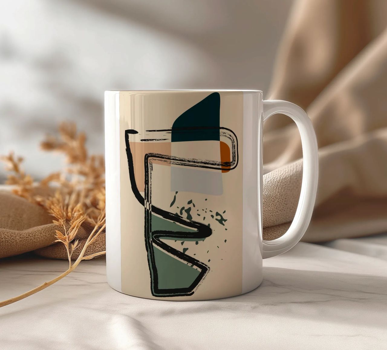 Abstract shapes and bold lines ceramic mug by LisaArtes