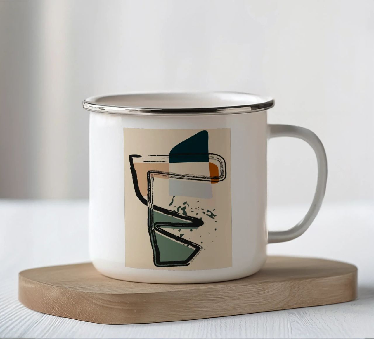 Abstract shapes and bold lines enamel mug by LisaArtes