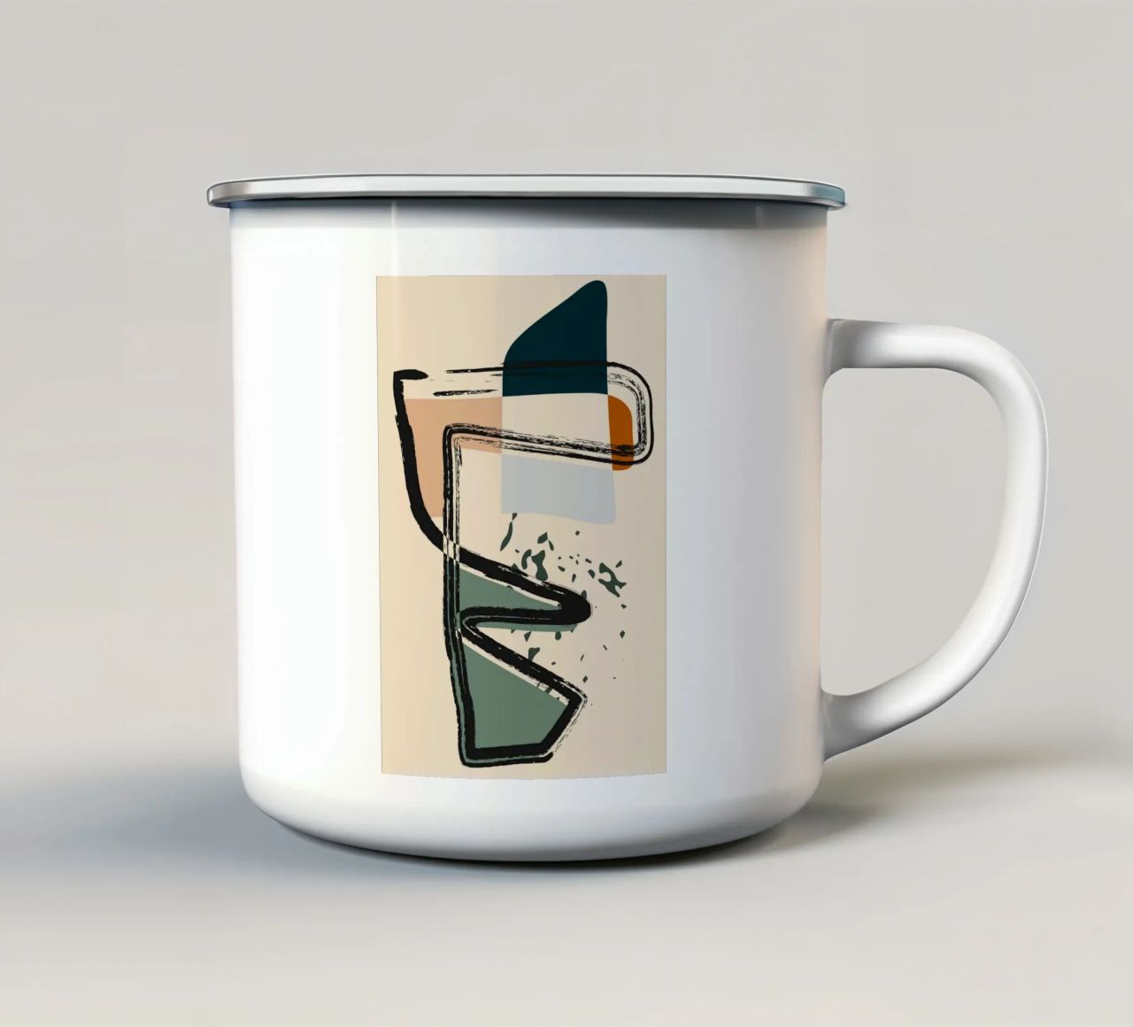 Abstract shapes and bold lines enamel mug by LisaArtes