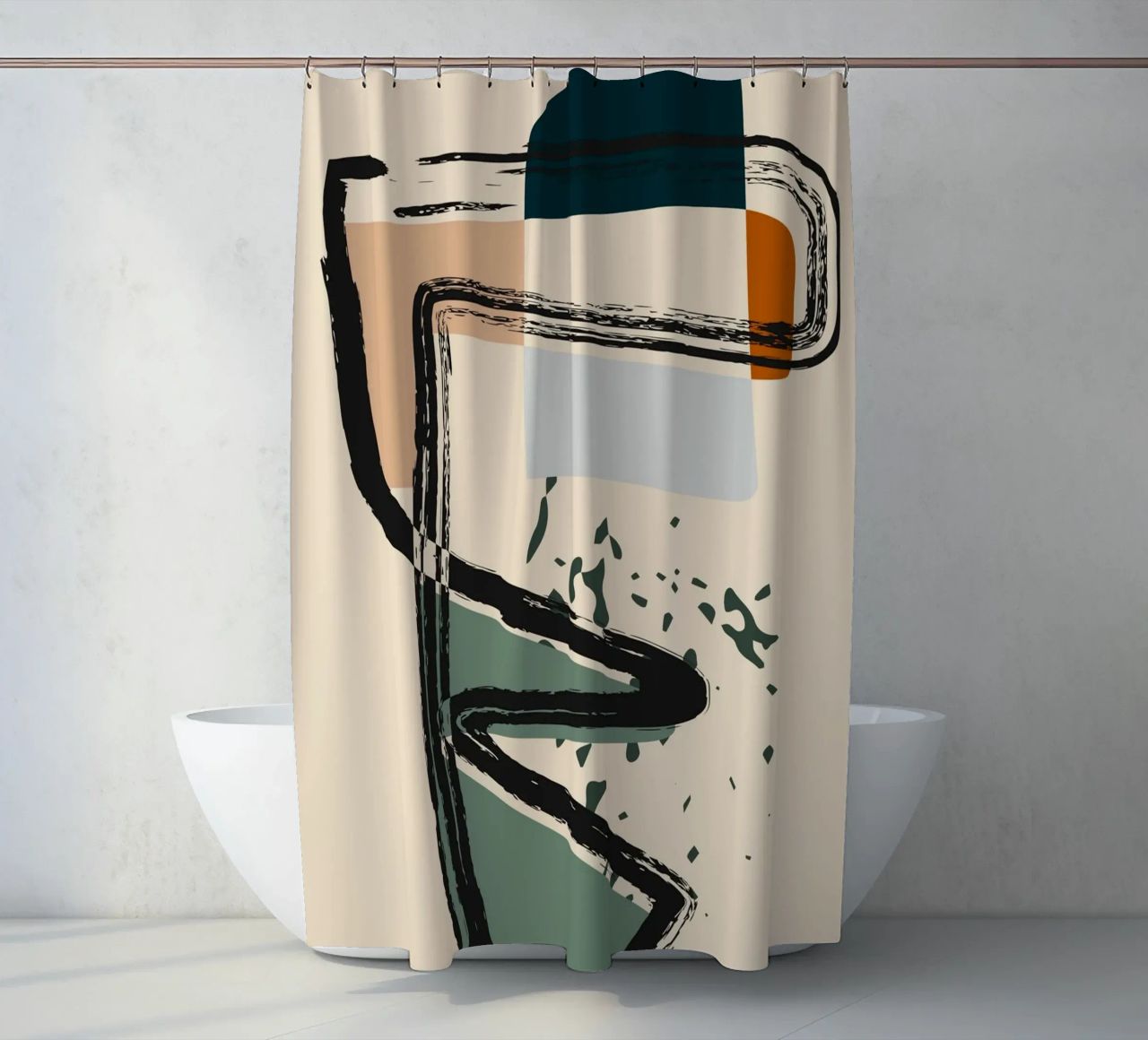 Abstract shapes and bold lines shower curtain by LisaArtes