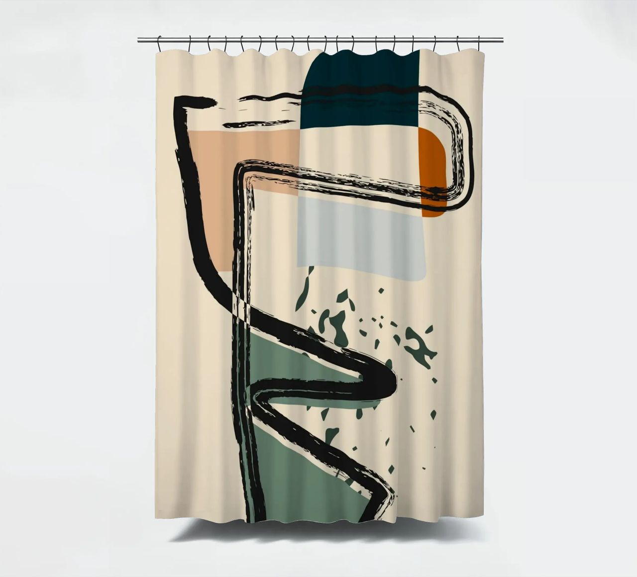 Abstract shapes and bold lines shower curtain by LisaArtes