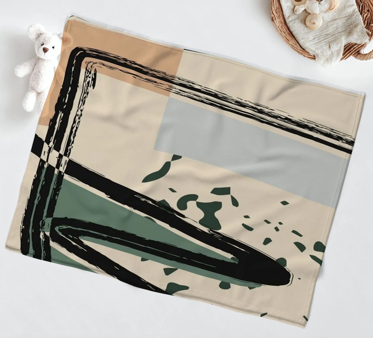 Abstract shapes and bold lines fleece blanket by LisaArtes