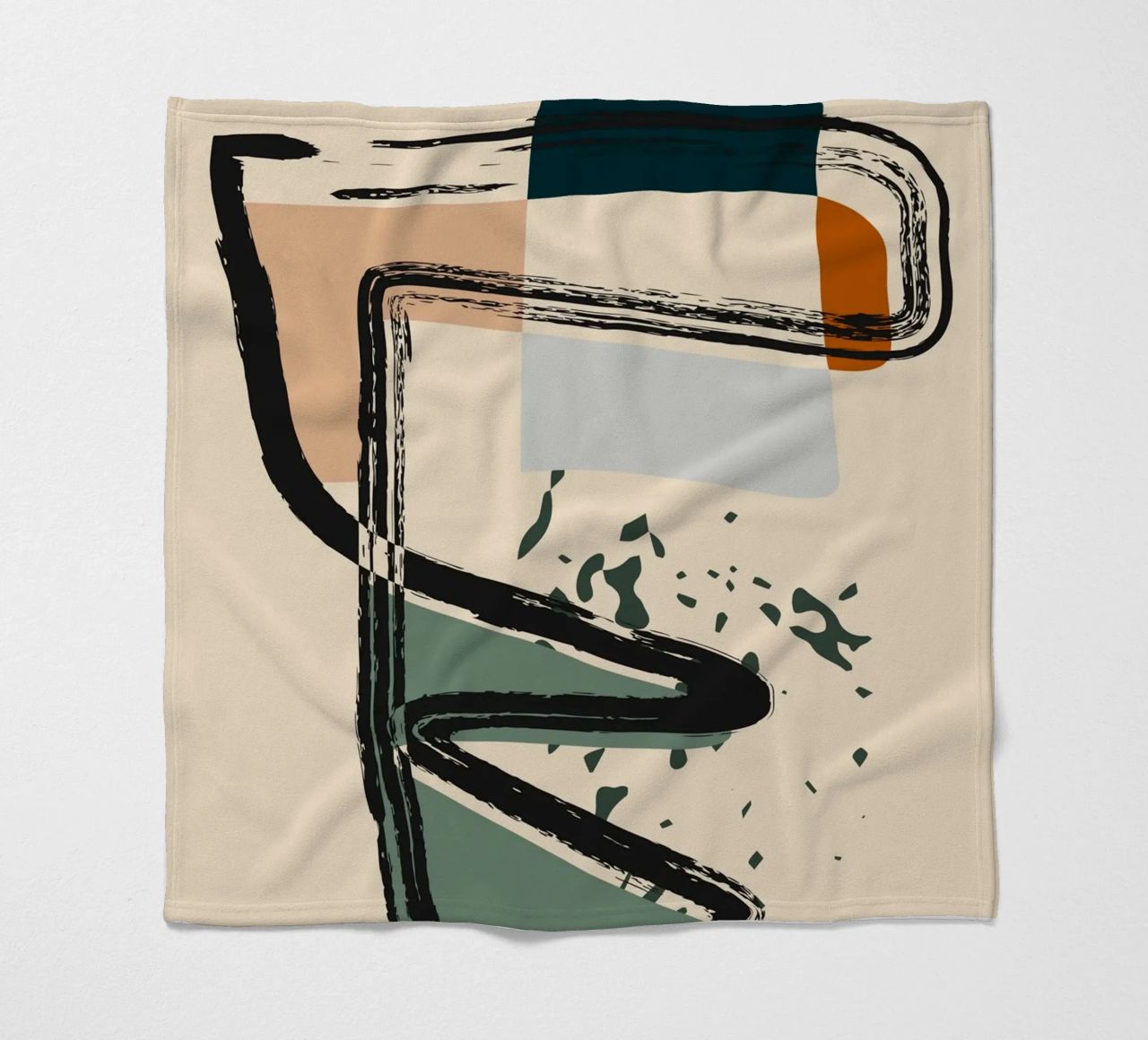 Abstract shapes and bold lines fleece blanket by LisaArtes