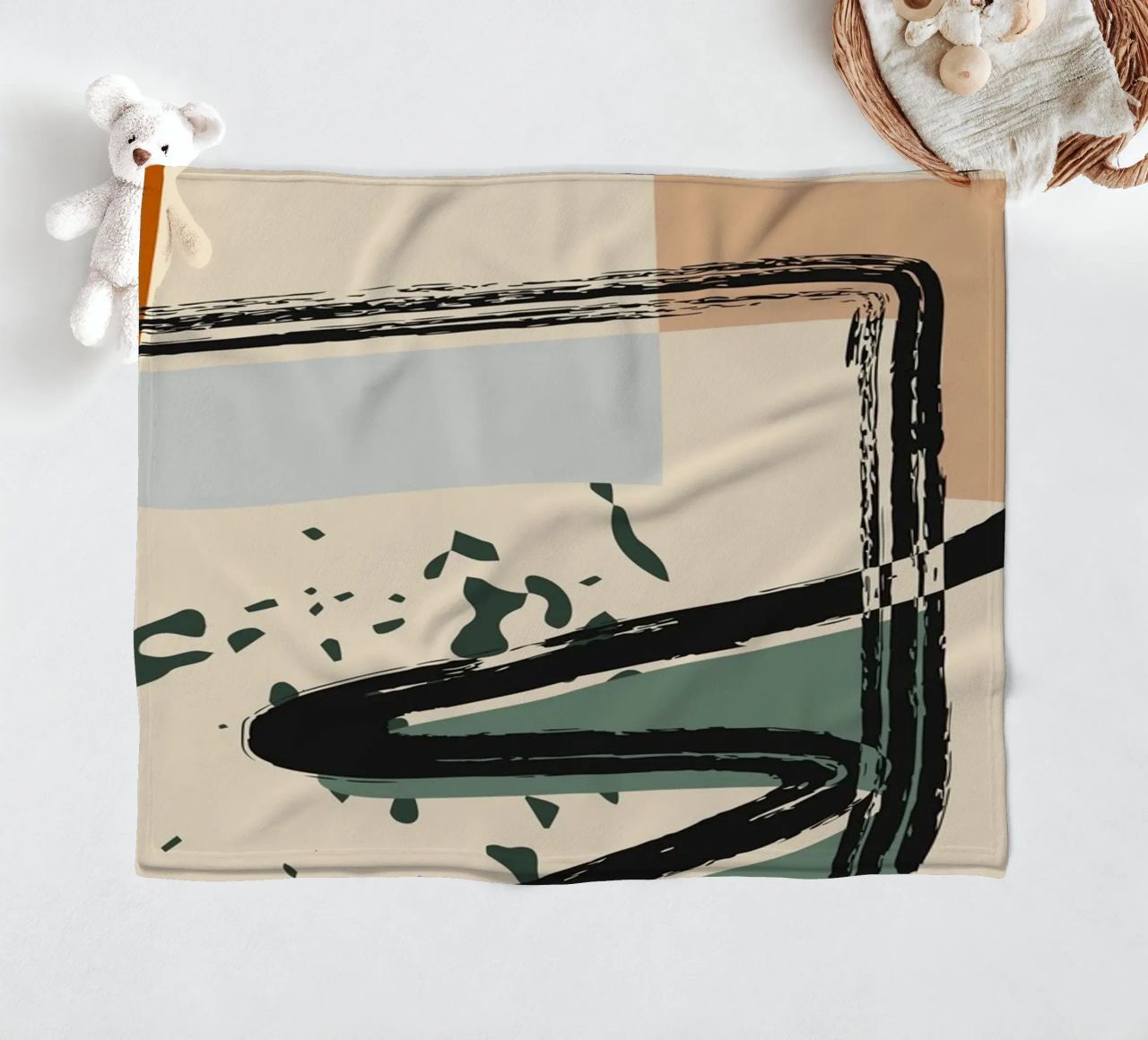 Abstract shapes and bold lines fleece blanket by LisaArtes