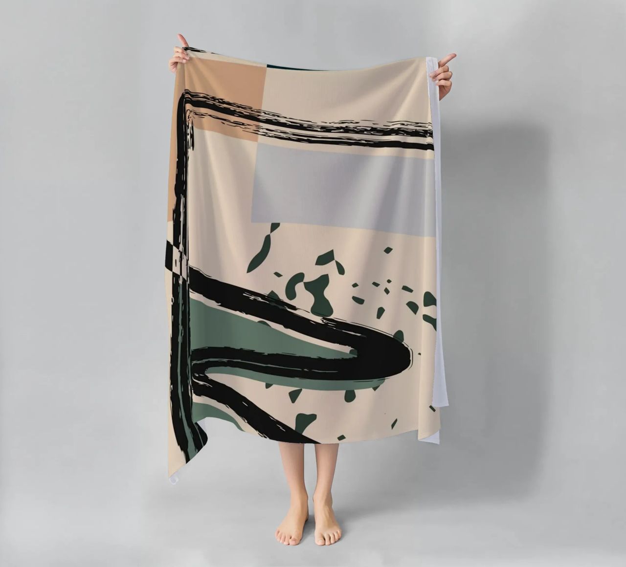 Abstract shapes and bold lines beach towel by LisaArtes