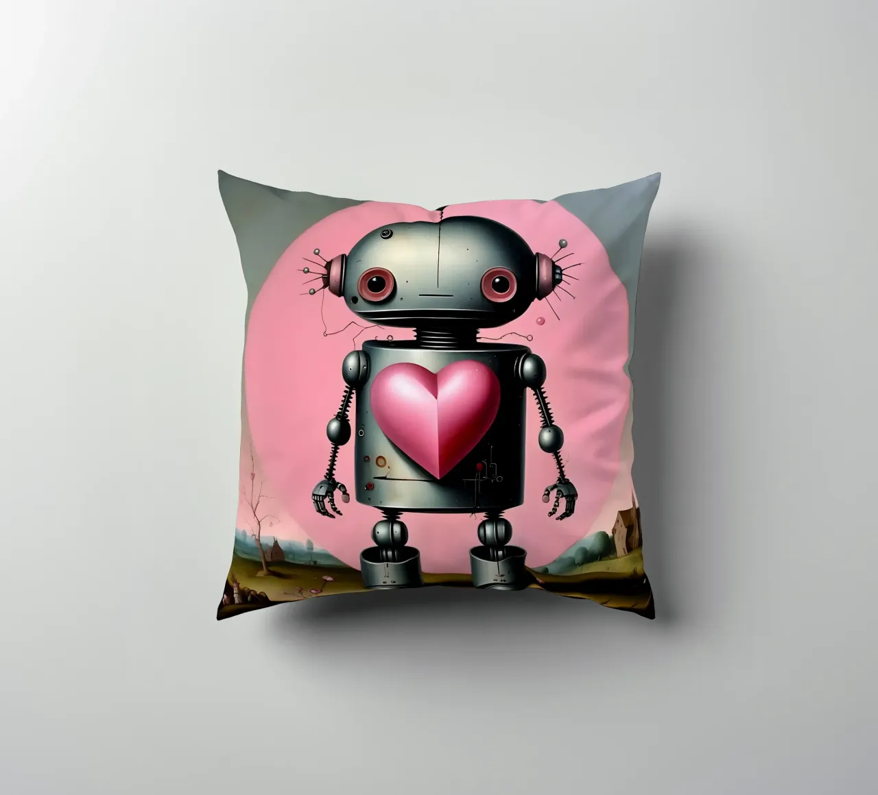 Roboter mit Herz_16 Kissen von Pink- und LoveArt by LK