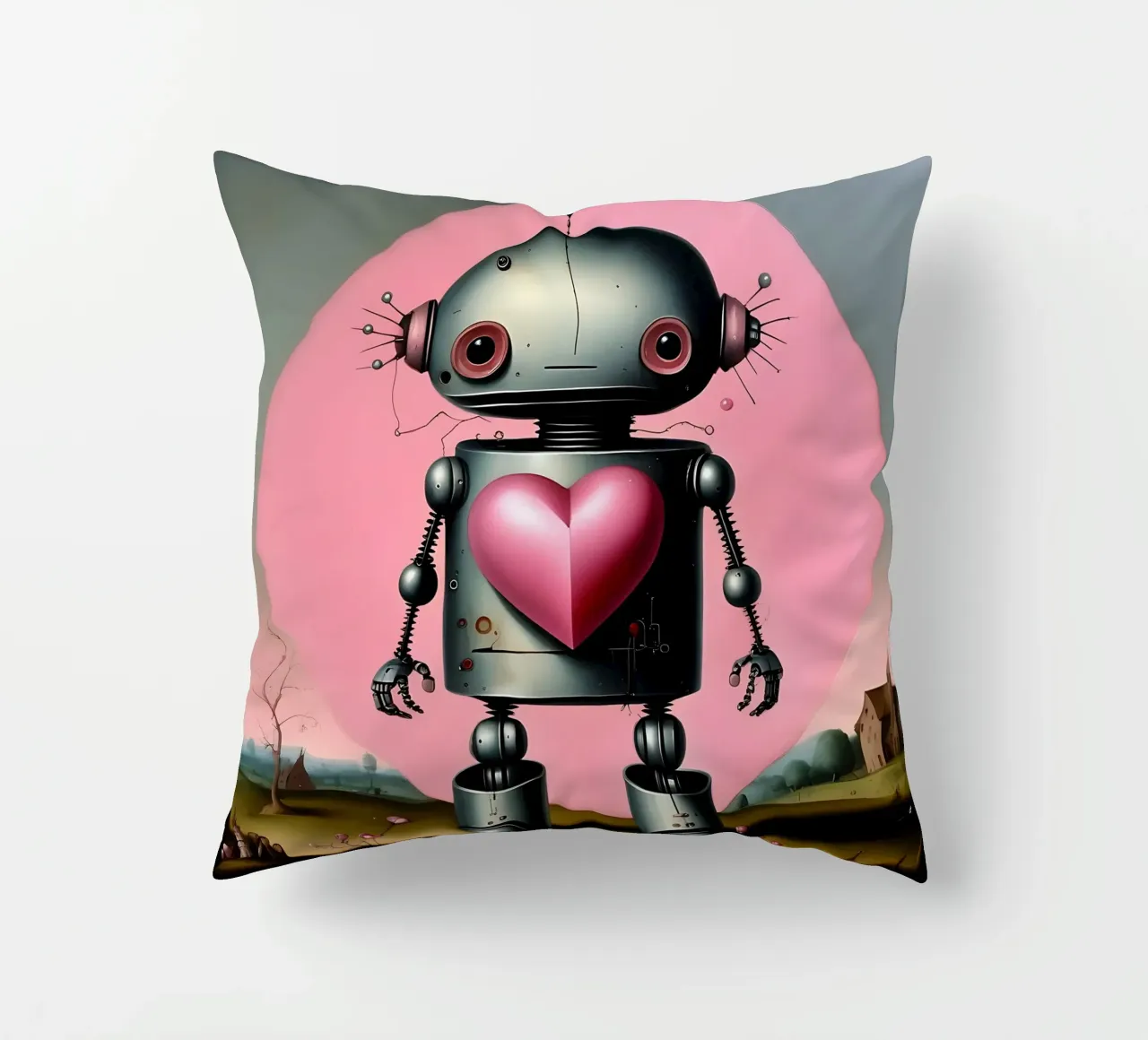 Roboter mit Herz_16 Kissen von Pink- und LoveArt by LK