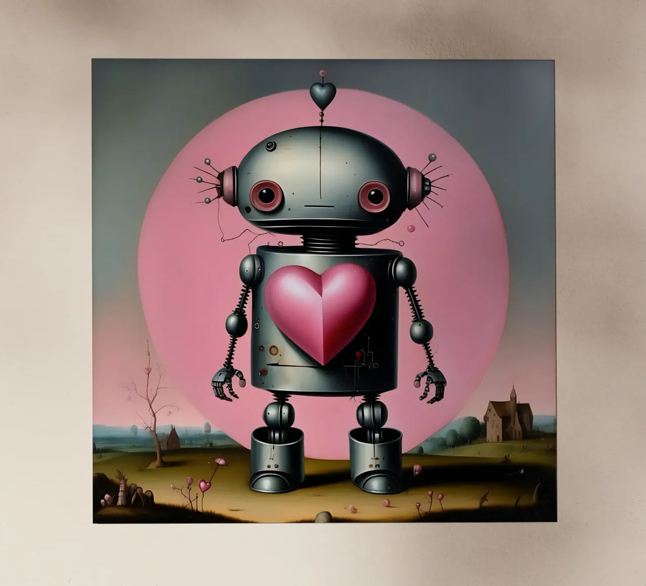Robots con corazón_16 lámina retroiluminada de Pink- und LoveArt by LK