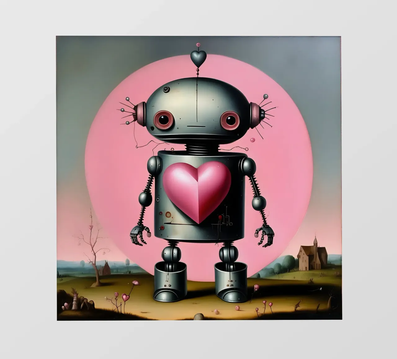 Robot con un cuore_16 telo in pvc da Pink- und LoveArt by LK