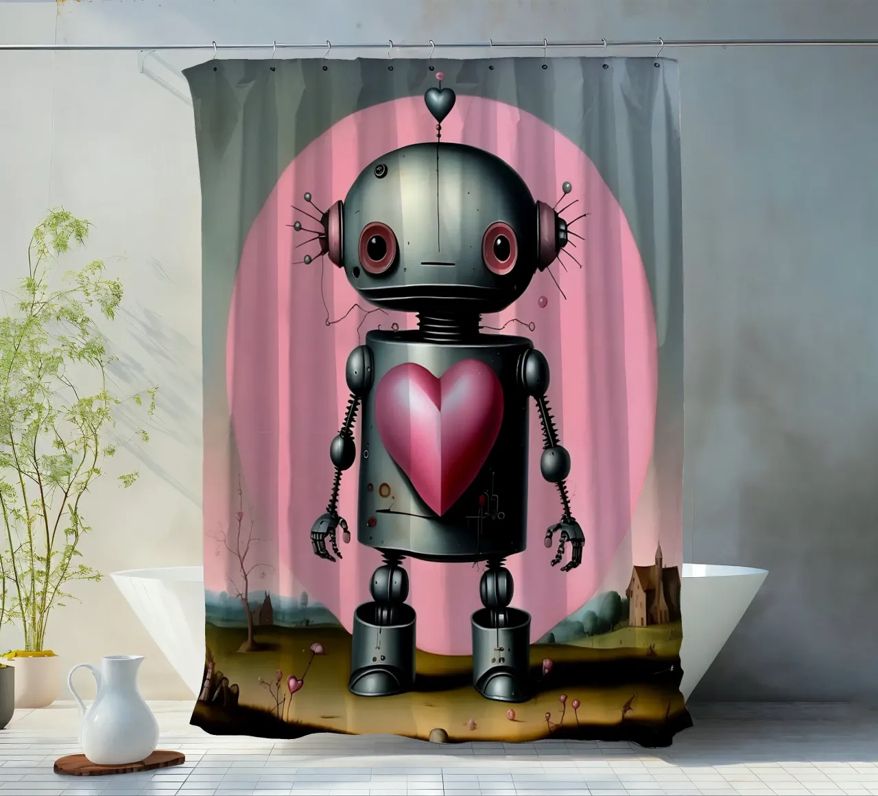 Robot con un cuore_16 tenda da doccia da Pink- und LoveArt by LK