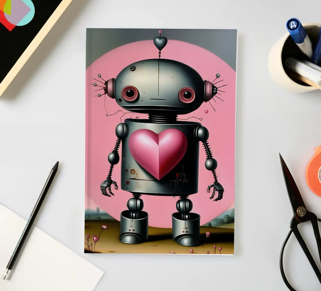 Robot avec un cœur_16 carnet de notes de Pink- und LoveArt by LK