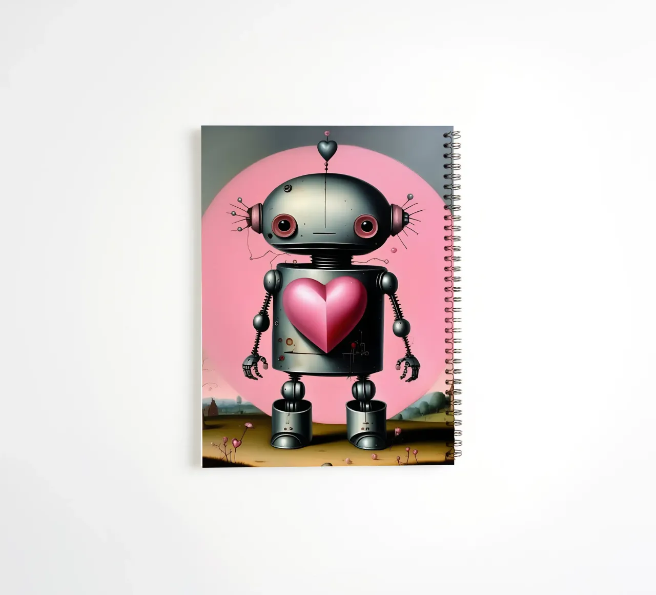 Robot con un cuore_16 diario ad anelli da Pink- und LoveArt by LK