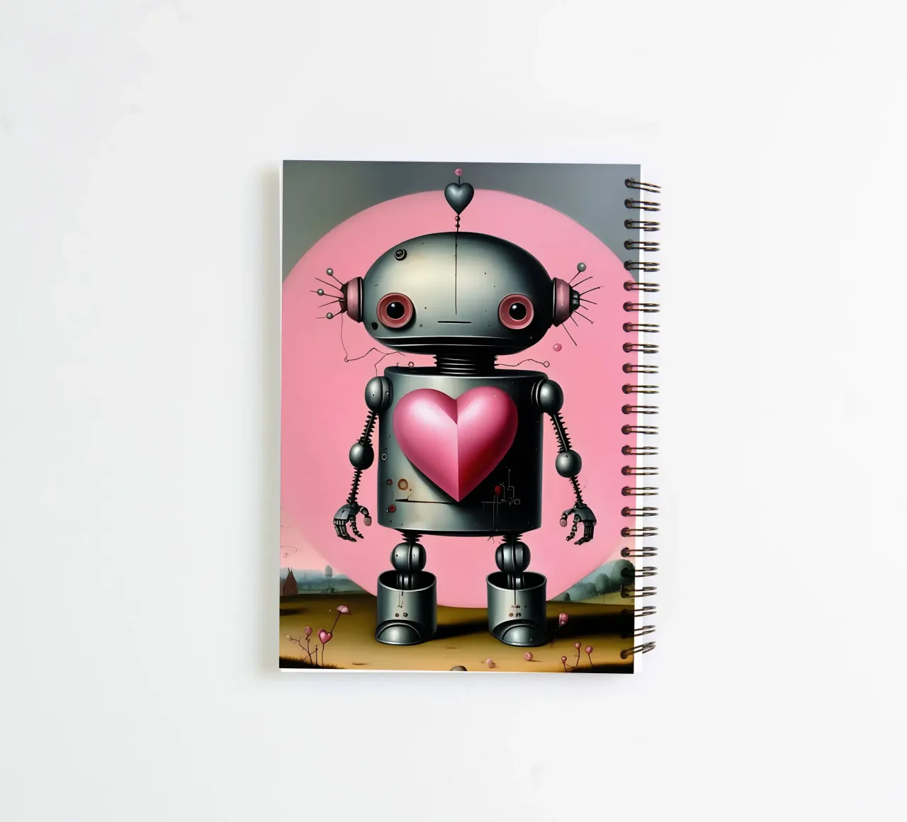 Robot con un cuore_16 diario ad anelli da Pink- und LoveArt by LK