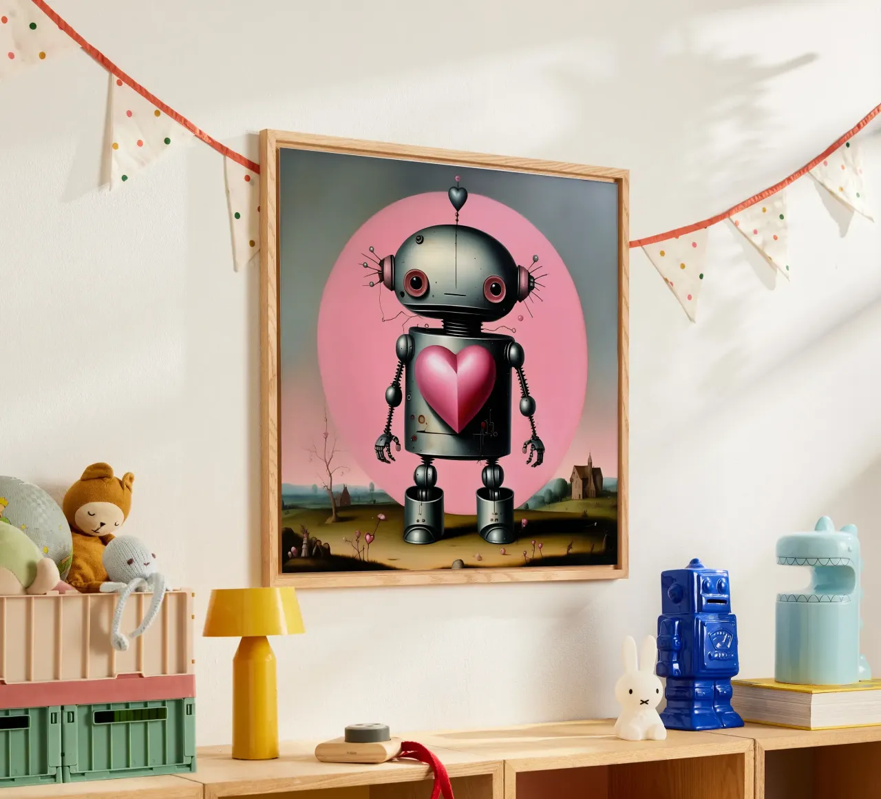 Robot con un cuore_16 plexiglass da Pink- und LoveArt by LK